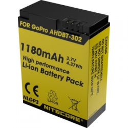 nitecore battery replacement 1180mah for gopro hd hero 3 or 3 ahdbt 302 nlgp3 black or yellow 1  large